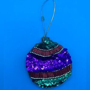 Vintage Homemade Sequined Round Ornament